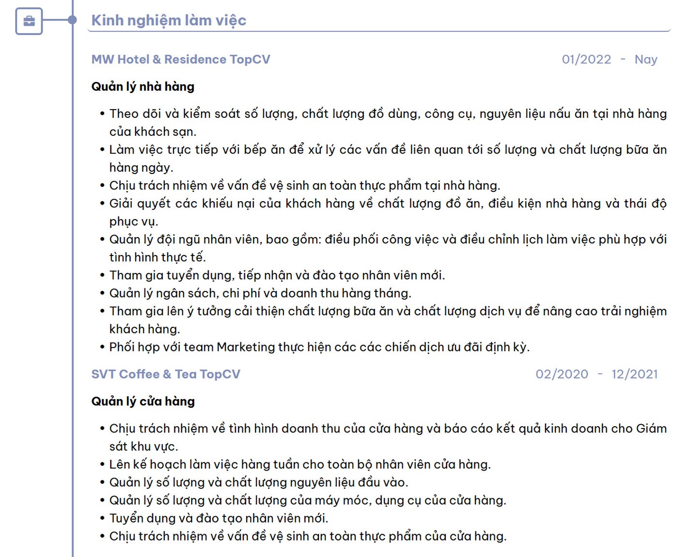 Mục kinh nghiệm làm việc trong CV nên được chăm chút kỹ lưỡng